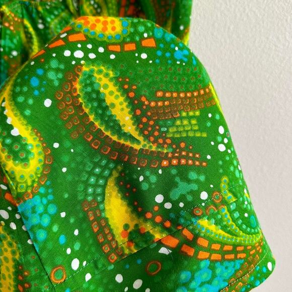 handmade bright green yellow paisley loud print cami mini dress - Picture 10 of 10